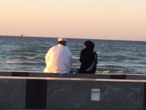 Town Omanis enjoy an evening at the beach