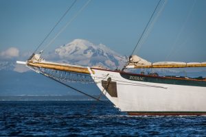 The Zodiac schooner with Mt. Baker in the Background