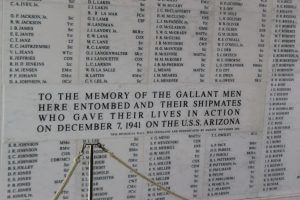 close-up of the Wall at the Arizona Memorial