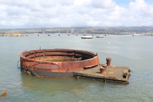 Rusted remains of the Arizona