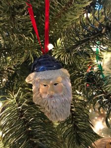 Blue and white ornament of Sinterklaas in Holland.